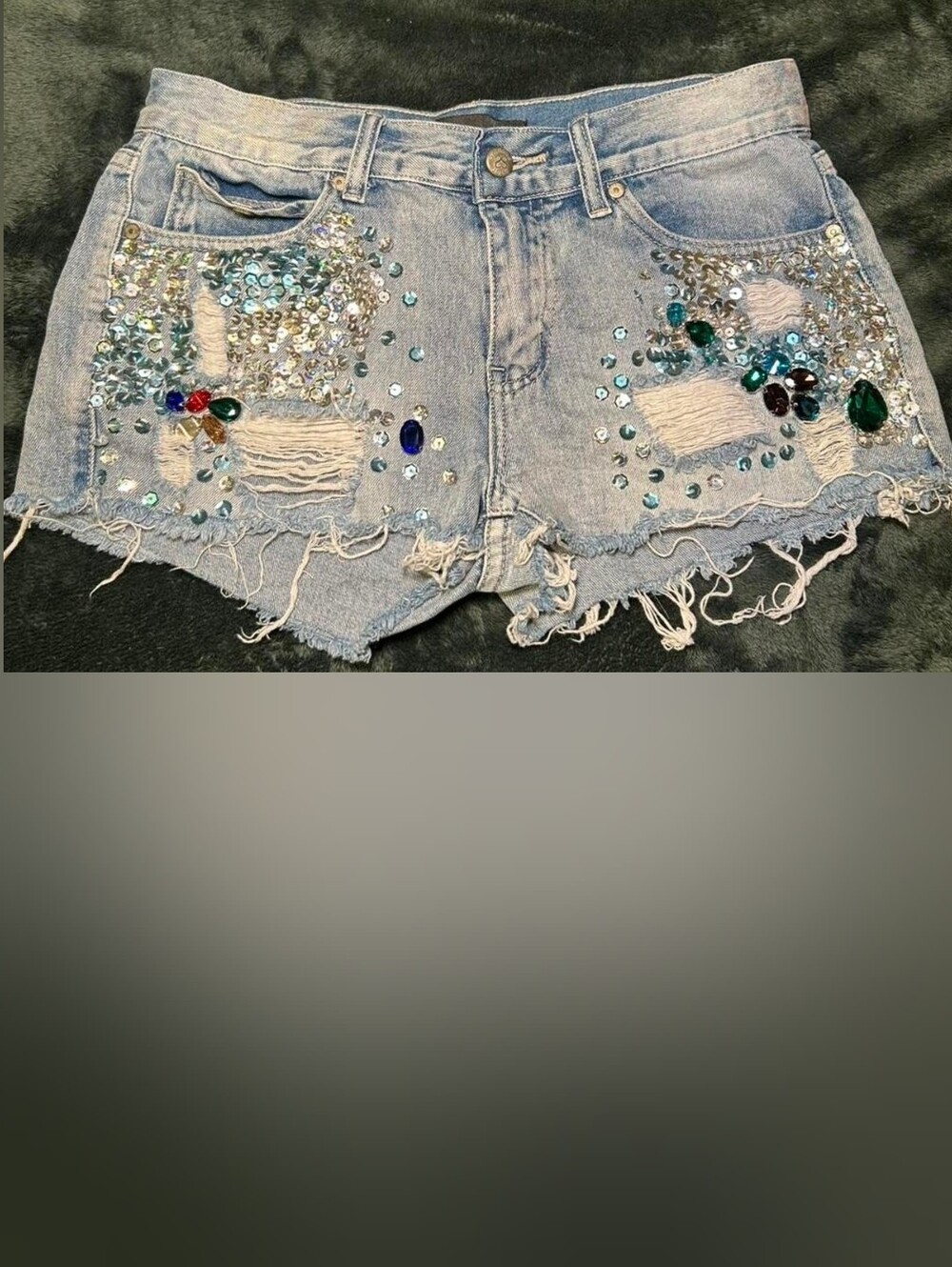 Sequin Denim Shorts